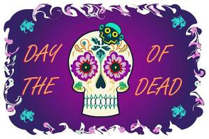 Banner or postcard for Day of the Dead with funny scull vector