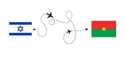 vuelo y viaje desde Israel a burkina faso por pasajero avión viaje concepto vector