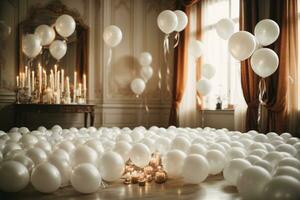 Room with baloons and candles ai generated photo