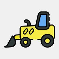 Icon bulldozer. Heavy equipment elements. Icons in filled line style. Good for prints, posters, logo, infographics, etc. vector