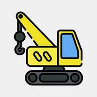 Icon hoisting crane. Heavy equipment elements. Icons in filled line style. Good for prints, posters, logo, infographics, etc. vector