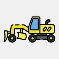 Icon road grader. Heavy equipment elements. Icons in filled line style. Good for prints, posters, logo, infographics, etc. vector