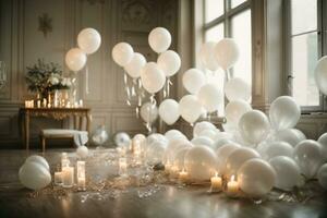 Room with baloons and candles ai generated photo