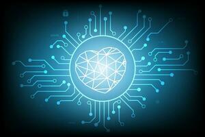 Technology Circuit with  Polygon Heart in the circle vector