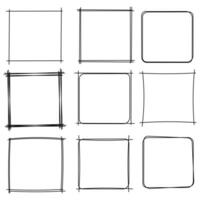 Hand drawn sketch frame vector. Simple doodle rectangle pencil frame border shape. Hand drawn doodle scribble border element for text quote template. Pencil brush stroke style. Vector illustration