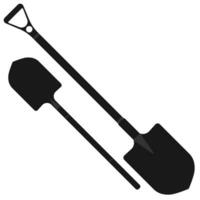 Garden shovel vector icon. Isolated black silhouette on white background.