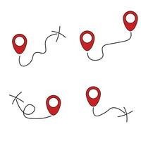 Red pin location icon. Hand drawn sketch style place maker, location pin, gps point pictogram. Vector illustration