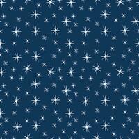 blanco estrellas copos de nieve en un oscuro azul antecedentes. vector ilustración sin costura invierno modelo para embalaje, fondo de pantalla, textiles