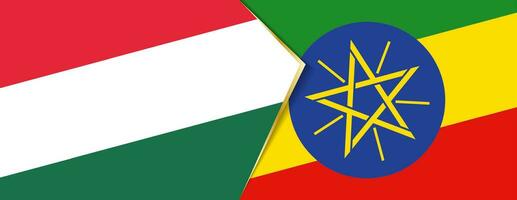 Hungary and Ethiopia flags, two vector flags.