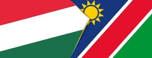 Hungría y Namibia banderas, dos vector banderas