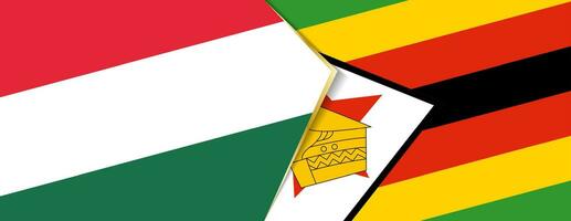 Hungary and Zimbabwe flags, two vector flags.