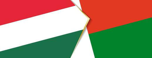 Hungary and Madagascar flags, two vector flags.