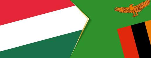 Hungary and Zambia flags, two vector flags.