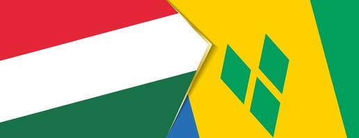 Hungary and Saint Vincent and the Grenadines flags, two vector flags.