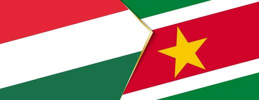 Hungary and Suriname flags, two vector flags.