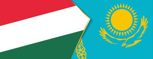 Hungary and Kazakhstan flags, two vector flags.