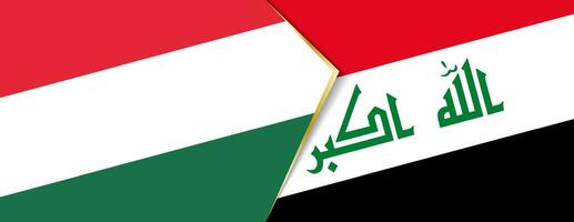 Hungría y Irak banderas, dos vector banderas