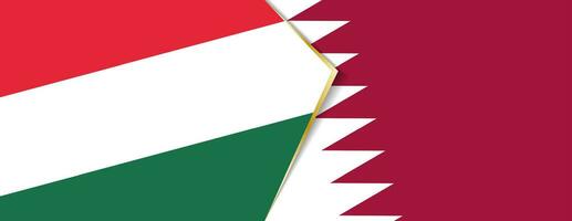 Hungary and Qatar flags, two vector flags.