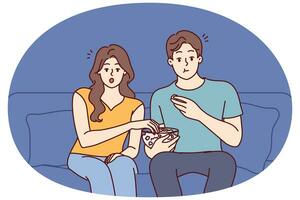 Couple relaxing at home watching movie photo