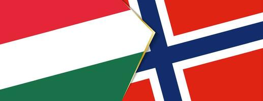 Hungría y Noruega banderas, dos vector banderas