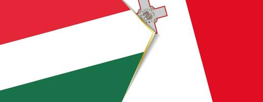 Hungary and Malta flags, two vector flags.