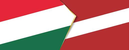 Hungría y Letonia banderas, dos vector banderas