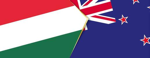 Hungary and New Zealand flags, two vector flags.