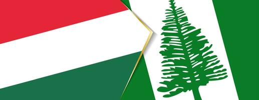 Hungary and Norfolk Island flags, two vector flags.