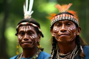 retrato de indígena tribu gente. generativo ai foto