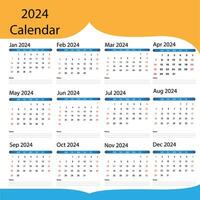 mensual calendario modelo para 2024 año vector