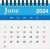 June 2024 calendar Wall calendar 2024 template vector