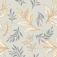 Floral seamless pattern. Branch with leaves gentle autumnal texture. Flourish nature summer garden textured leaves background vector