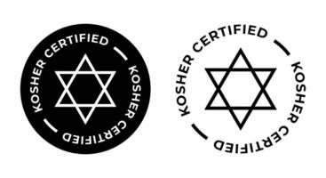 comestible según la ley judía certificado simbolos internacional símbolos de comestible según la ley judía alimento. embalaje concepto. vector