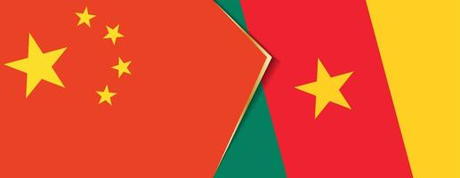 China and Cameroon flags, two vector flags.