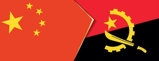 China and Angola flags, two vector flags.