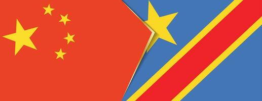 China and DR Congo flags, two vector flags.