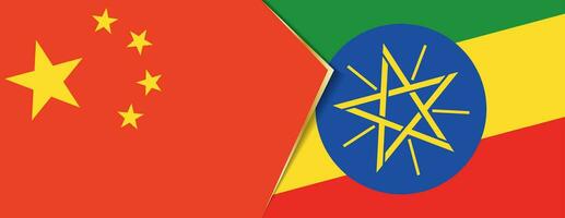China and Ethiopia flags, two vector flags.