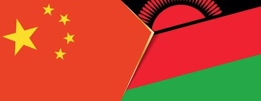 China and Malawi flags, two vector flags.