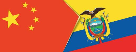 China and Ecuador flags, two vector flags.