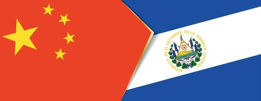 China and El Salvador flags, two vector flags.