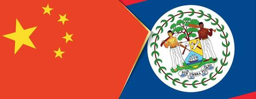 China and Belize flags, two vector flags.