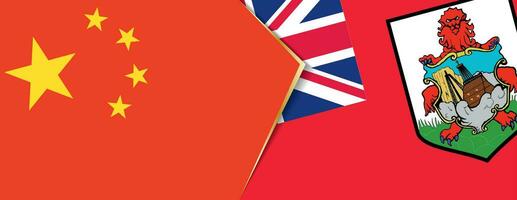 China and Bermuda flags, two vector flags.