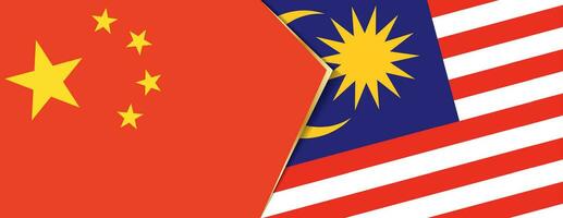 China and Malaysia flags, two vector flags.