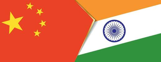 China and India flags, two vector flags.