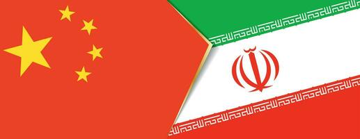 China and Iran flags, two vector flags.