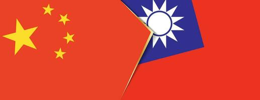 China y Taiwán banderas, dos vector banderas