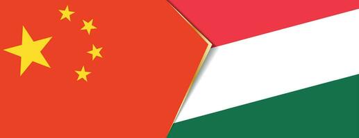 China and Hungary flags, two vector flags.
