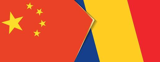 China and Romania flags, two vector flags.