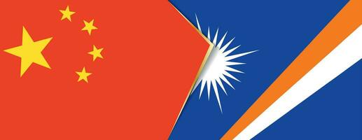 China and Marshall Islands flags, two vector flags.