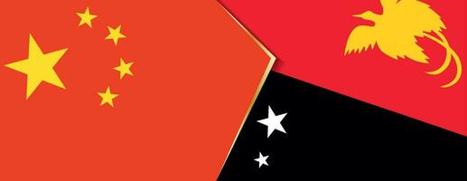 China and Papua New Guinea flags, two vector flags.